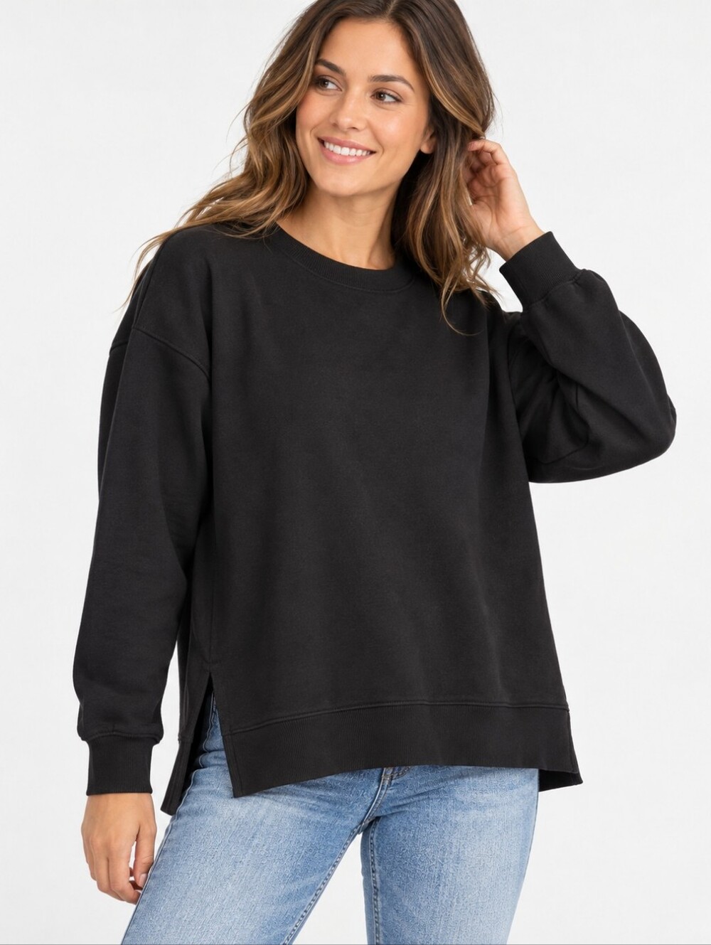 Time and Tru Black Crewneck Pullover Sweater